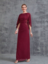 Women's Cape Floral Applique Chiffon Party Dress